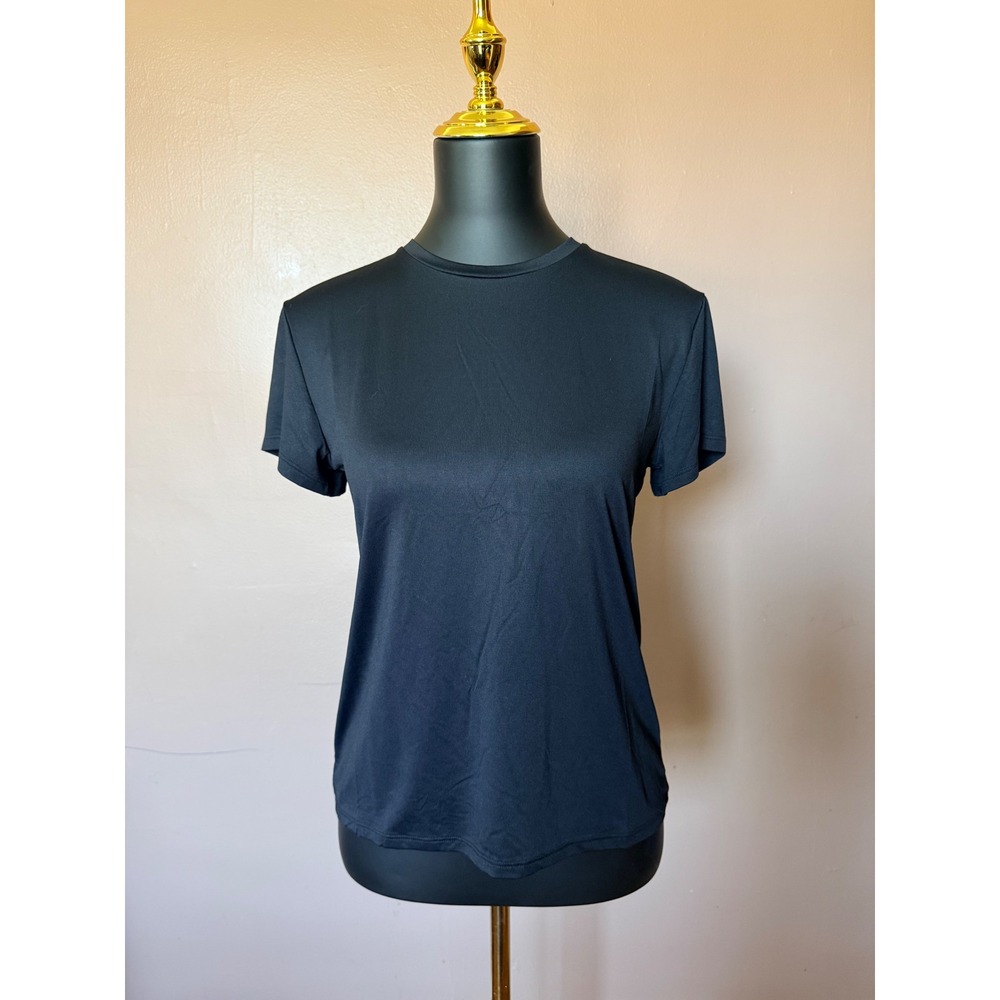 NWT H&M T-Shirt Women Large‎ Black Short Sleeve Crew Neck Activewear